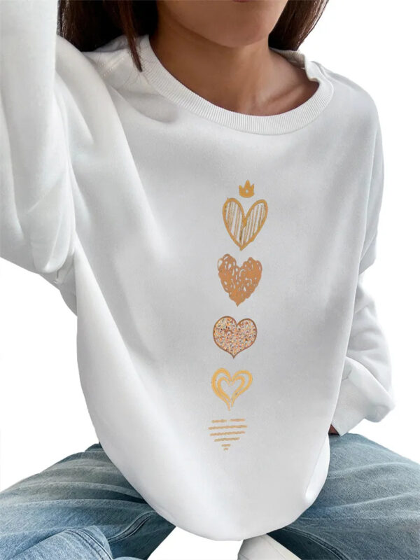 Women Basic Casual Pullover Spring Autumn Long Sleeve Gradient Love Printed Round Neck - Image 6